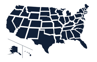 A Simplified Map of the United States. Vector Map with Simple Shapes.