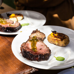 plato aire libre / chuleta asada 