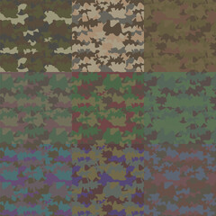 Woodland Camouflage Seamless Pattern Set