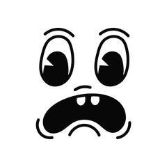 Retro 30s cartoon mascot character funny faces. 50s, 60s old animation eyes and mouths elements. Vintage character creator for trending illustration. Vintage comic face for logo vector