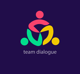 Modern team communication work logo. Unique color transitions. Human idea collection logo template. vector.