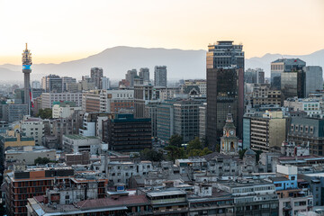 santiago, chile, city, sunset