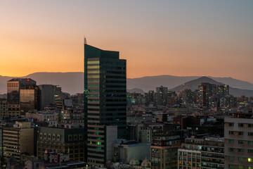 Fototapeta na wymiar santiago, chile, city, sunset
