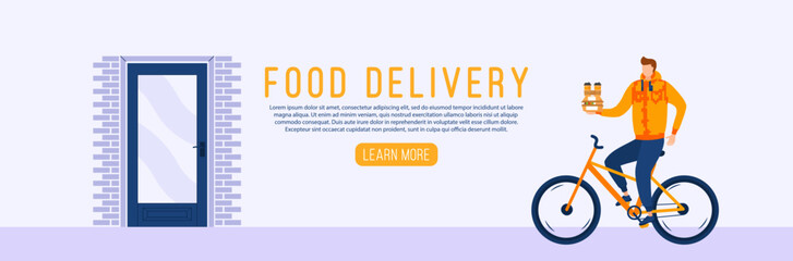 Online food delivery home service, courier people 