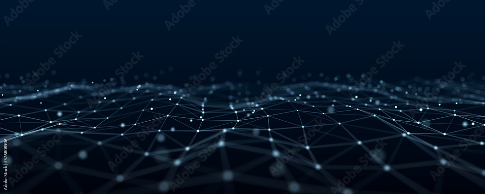 Poster futuristic abstract mesh. a wave of technology. big data. 3d rendering.