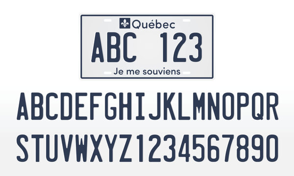 Quebec License Plate Mockup Template with Letters and Numbers