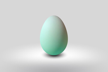 green Egg on a white floor