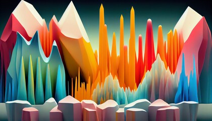 mountains made of bright abstract ice pops