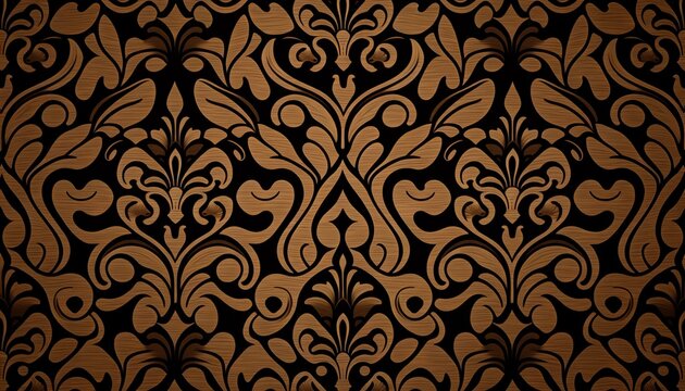 a brown and black wallpaper with a design on it's side and a pattern on the back of it's side that is very intricate.  generative ai