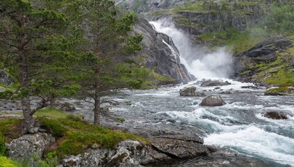waterfall in the Norway glacial river