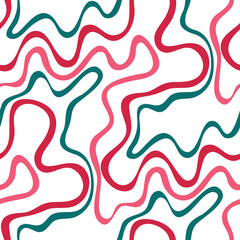 Abstract seamless pattern with colorful wavy lines