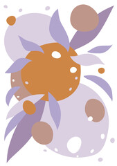 Abstract poster with lilac, orange and brown organic shapes