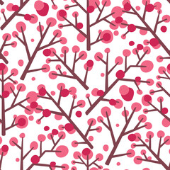 Seamless floral pattern with branches in bloom