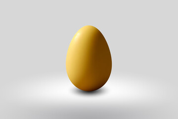 yellow Egg on a white floor