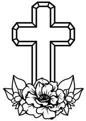Cross with flowers vector illustration. Religion. Easter