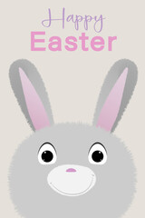 happy easter greeting card with cute rabbit bunny