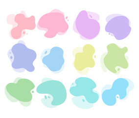 Set of colorful abstract splash shaped backgrounds for WEB and APP design. Rounded digital shapes of water. Landing page design elements.