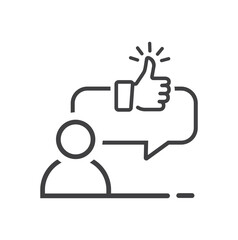 Likes or positive response with comment icon line symbol.