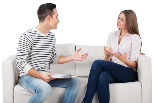 Man and Woman Discussing