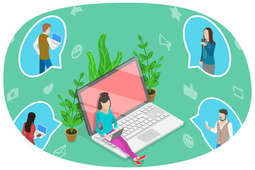 3D Isometric Flat  Conceptual Illustration of Brand Advocate.