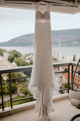 bride in her amazing luxury wedding dress white	