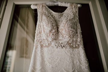 bride in her amazing luxury wedding dress white	