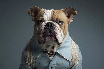 A Bulldog Wearing a Modern Haute Couture Shirt - Generated by Generative AI