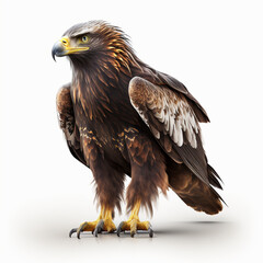 Fototapeta premium Realistic eagle in full height with eyes on a white background, generative AI.