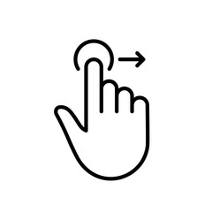 Hand Finger Swipe and Drag Right Line Icon. Pinch Screen, Rotate on Screen Linear Pictogram. Gesture Slide Right Outline Icon. Editable Stroke. Isolated Vector Illustration