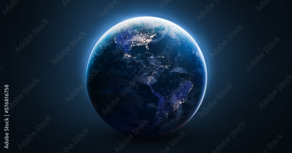 Poster earth globe on black background. earth hour 2024, march. earth planet template for banner. elements 