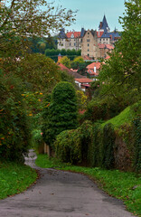 View on Zleby castle on a cloudy day, Czech Republic