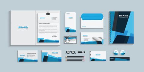 corporate identity template with digital elements. Stationery design Vector company style for brand book and guideline.