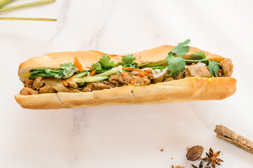 Lemongrass chicken banh mi Vietnamese Sandwich