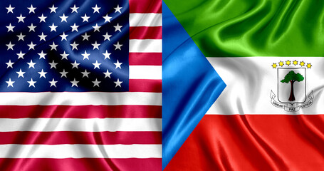 USA and Equatorial_Guinea flag silk