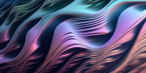 Abstract purple and blue background with 3D wave Silk fabric, 3d render, plastic waves, new technology, generated ai