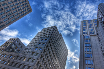 Fototapeta na wymiar Low angle view of a modern office building in Berlin
