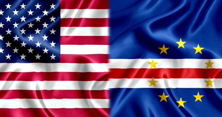 USA and Cape_Verde flag silk