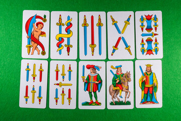 Italian playing cards, romagna deck swords suit