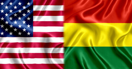 USA and Bolivia flag silk