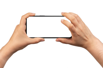 Using phone with two hands front view