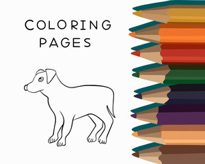 Vector isolated illustration of a dog coloring page.