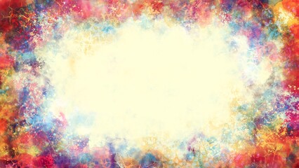Fototapeta premium Drawn spotted colorful rainbow decorative abstraction of blue, pink, orange colors.