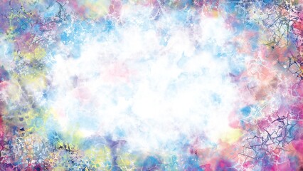 Drawn spotted decorative abstraction of blue, pink and white pastel colors.