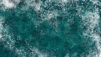 Drawn spotted decorative abstraction of turquoise and white colors.