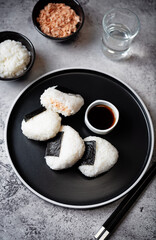 Onigiri, Japanese triangular rice balls stuffed with salmon