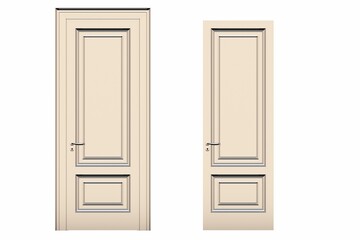 interior doors isolated on white background, interior furniture, 3D illustration, cg render
