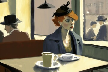 Woman in the cafe (red hair)