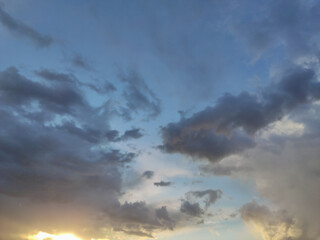 The sun with orange glow tries to shine, twilight