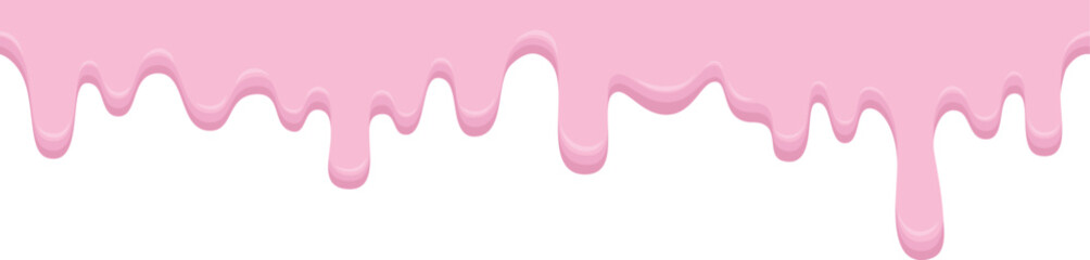 Sweet pink donut dripping glaze. Isolated seamless melting donut glaze. Vector illustration - obrazy, fototapety, plakaty