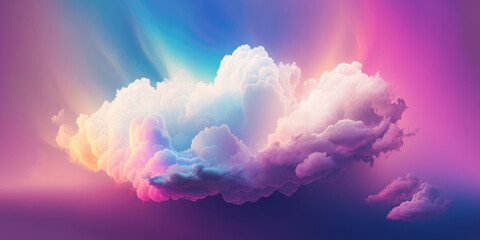 Little cloud on rainbow colored background, Generative AI